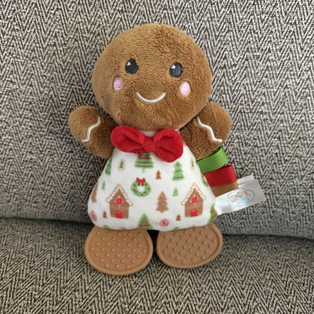 Spark Create Imagine Gingerbread Man Lovey Security Blanket Plush Teether Rattle
